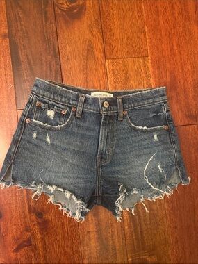 Abercrombie & Fitch Distressed Dark Blue Denim Cutoff Shorts